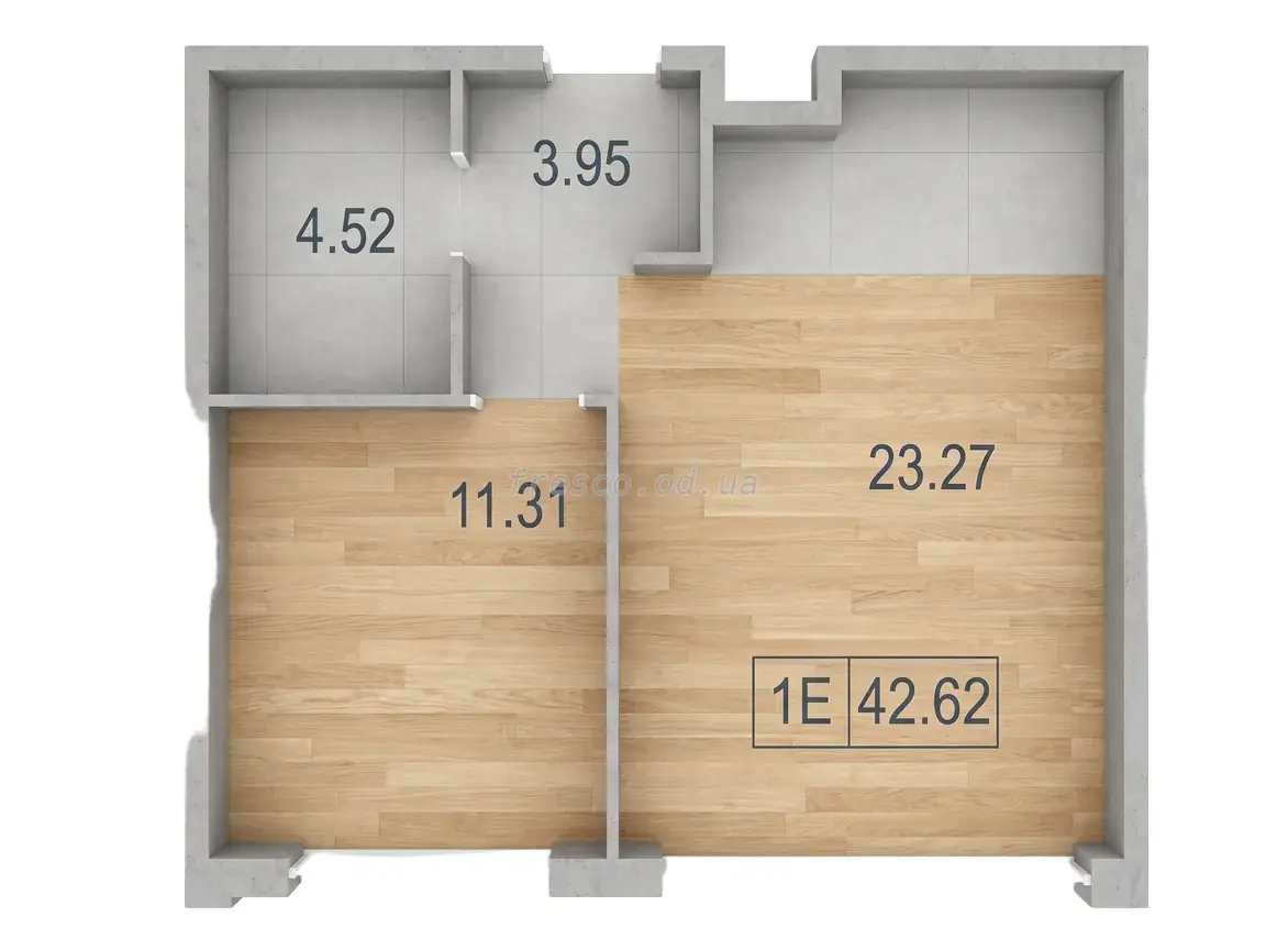 Однокомнатная квартира · 42.62 м² · ЖК Дерби