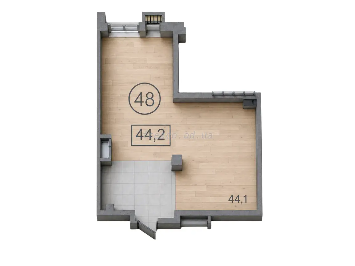 Однокомнатные апартаменты · 44.2 м² · дом Salve (дом Сальве)