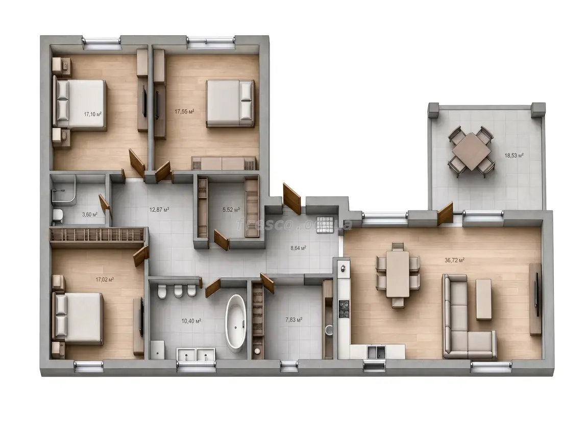 Таунхаус · 145.0 м² · Коттеджи Семила (КГ Semila)