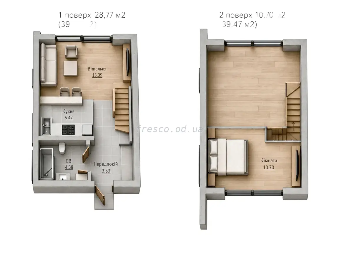 Однокомнатная квартира · 39.47 м² · Гросс либенталь