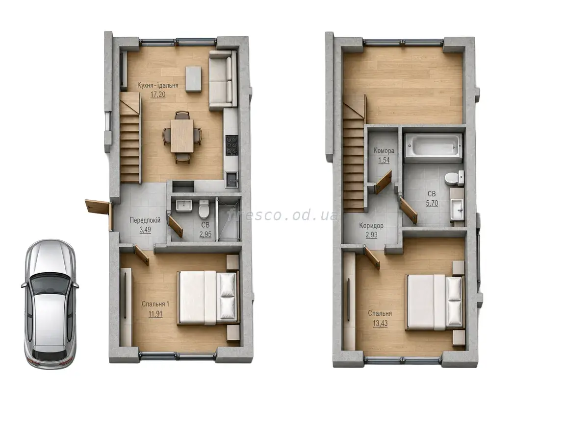 Двухкомнатная квартира · 59.14 м² · Гросс либенталь