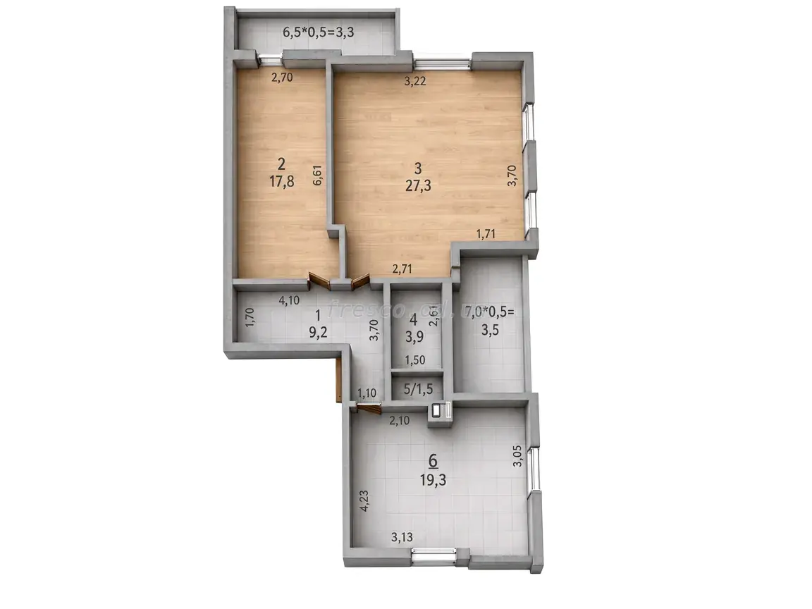 Двухкомнатная квартира · 84.1 м² · ЖК Лотос Холл