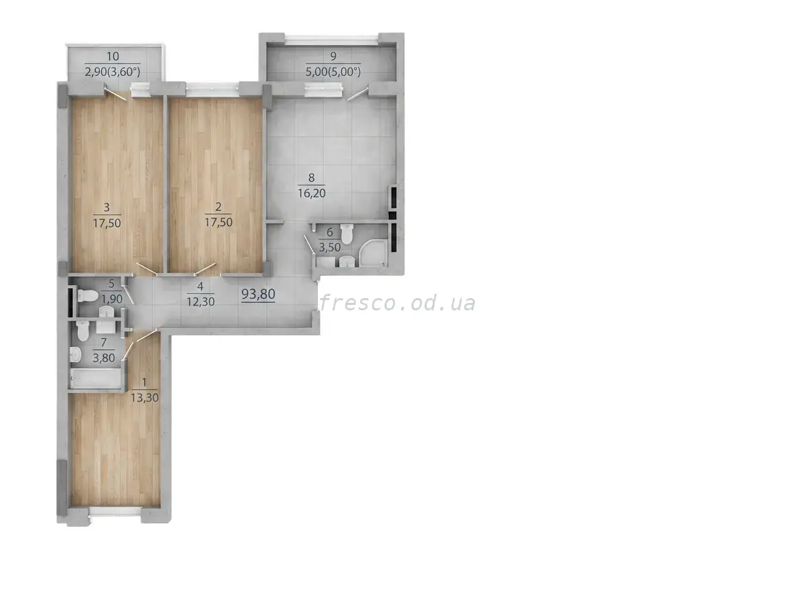 Трёхкомнатная квартира · 92.4 м² · ЖК Таировские сады