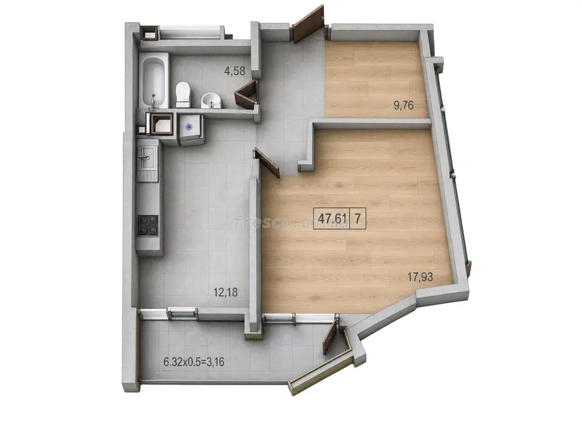 Однокомнатные апартаменты · 47.23 м² · ЖК Таймс (Times)