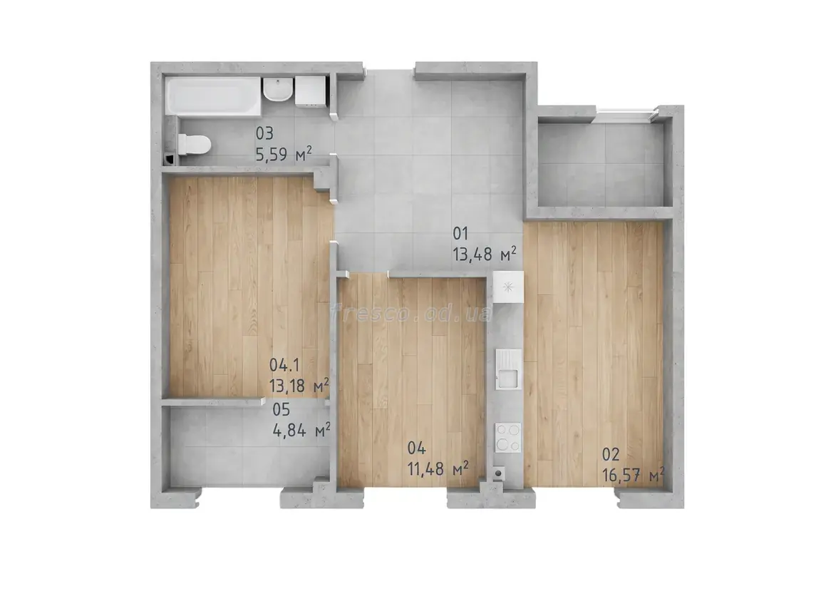 Двухкомнатная квартира · 64.6 м² · ЖК Теплый дом плюс