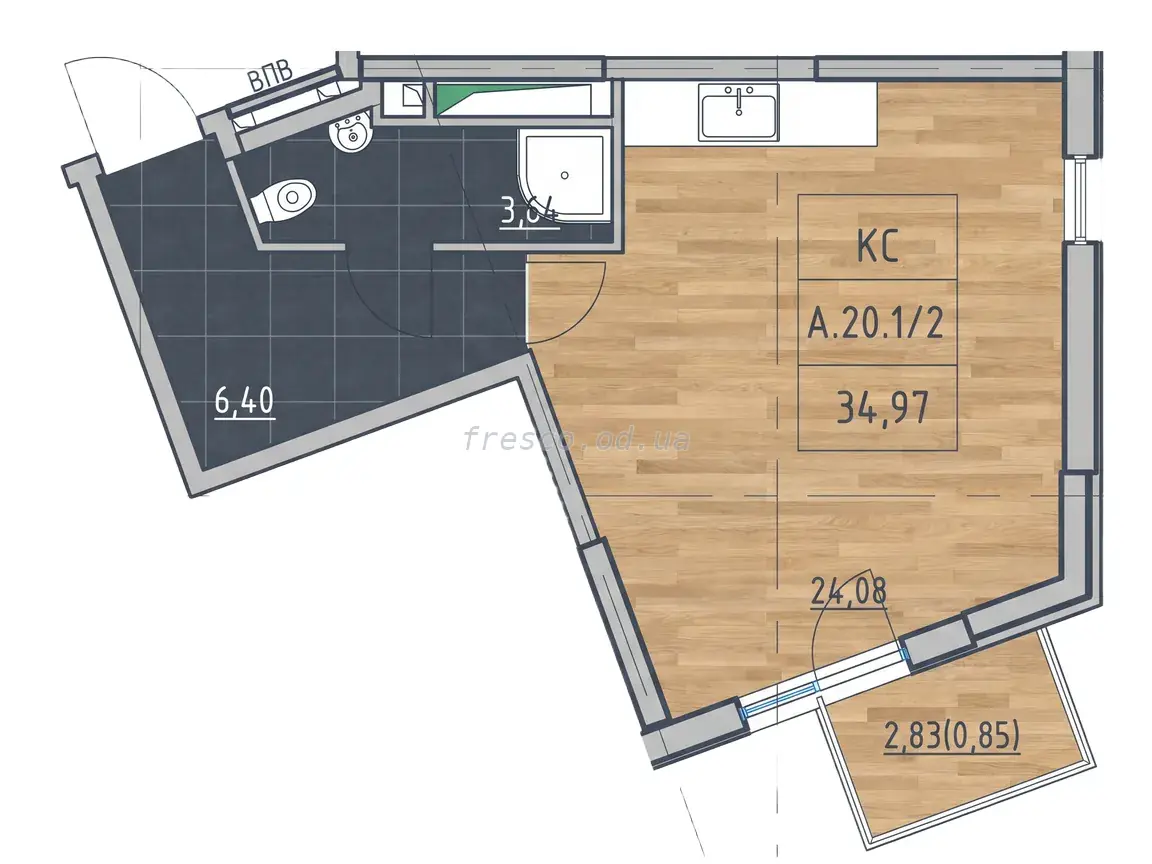 Студия · 35.5 м² · ITown (АйТаун)