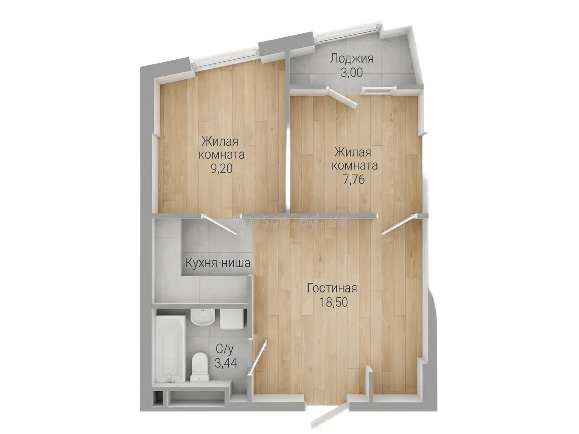 Двухкомнатная · 40.42 м² · ЖК АртВиль