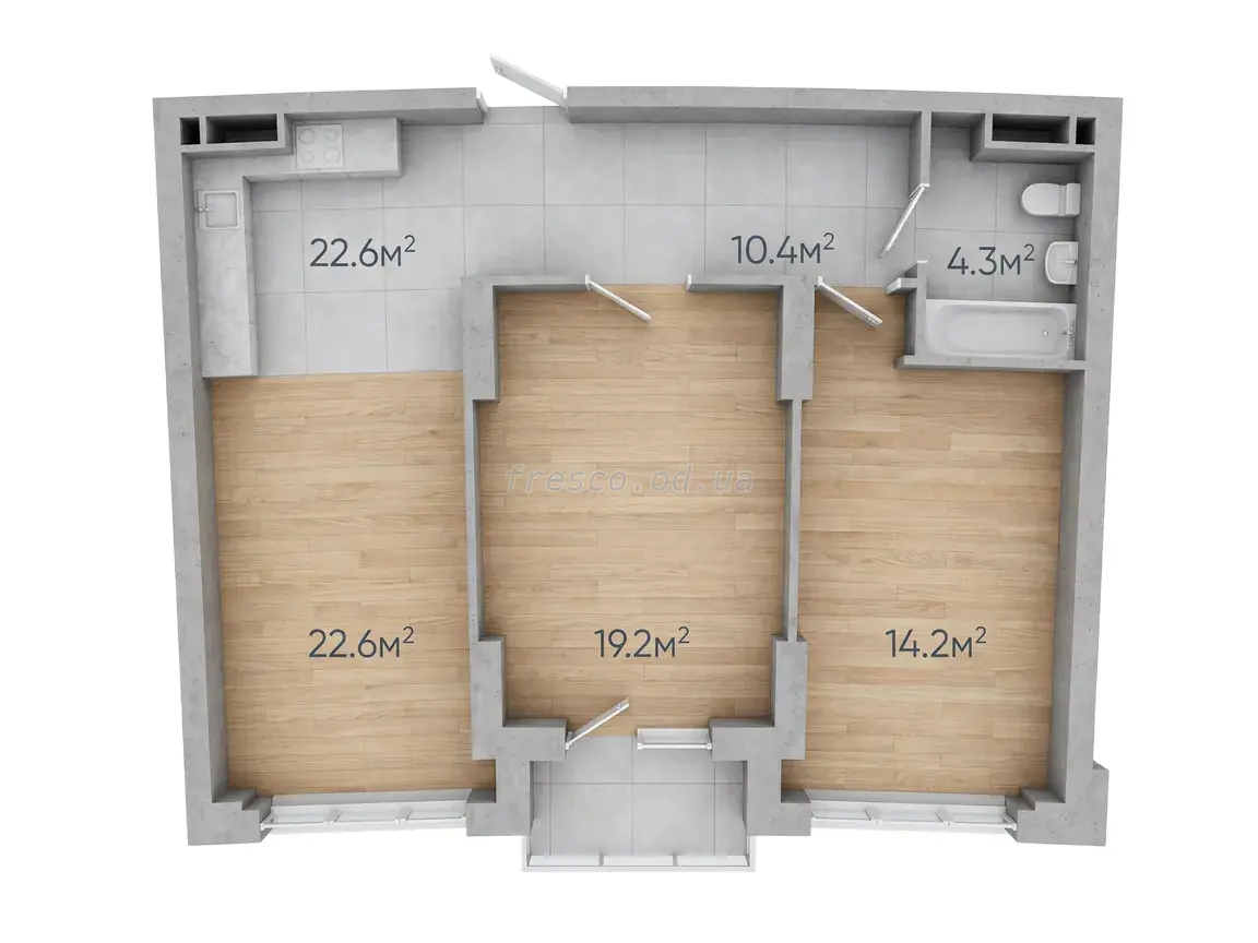 Двухкомнатная квартира · 71.45 м² · ЖК Авторский район