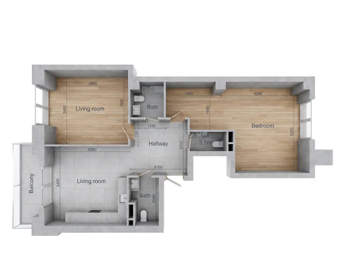 Двухкомнатная квартира · 76.7 м² · ЖК Авторский район