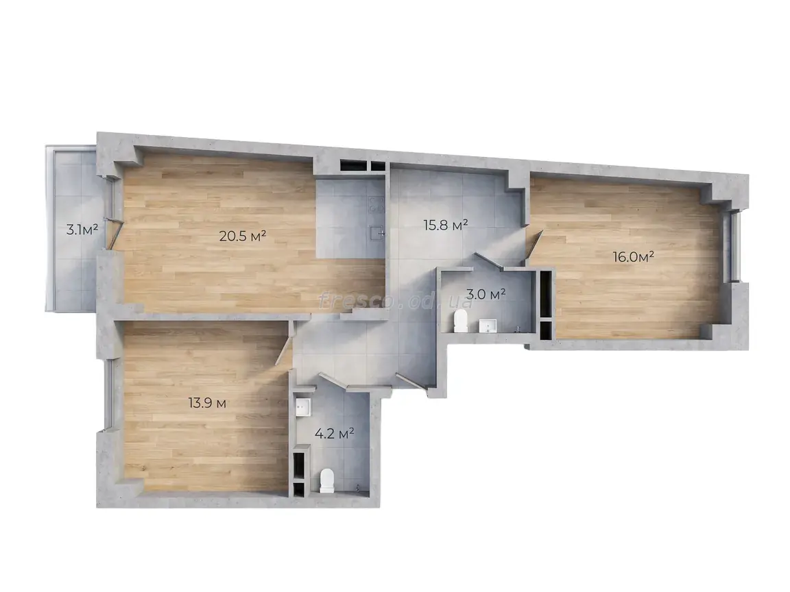 Двухкомнатная квартира · 76.8 м² · ЖК Авторский район