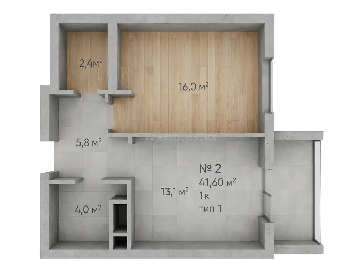 Однокомнатная квартира · 41.6 м² · ЖК Авторский район