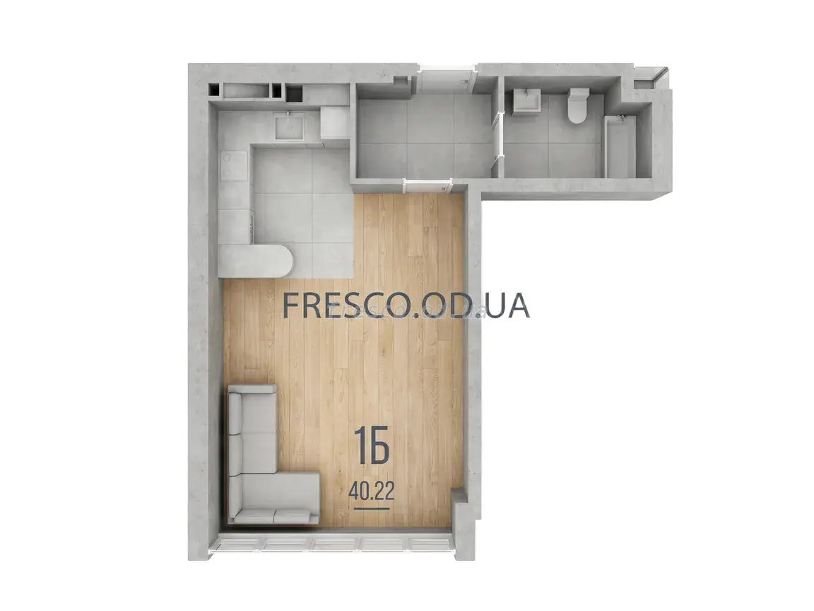 Однокомнатная квартира · 40.22 м² · ЖК Дерби
