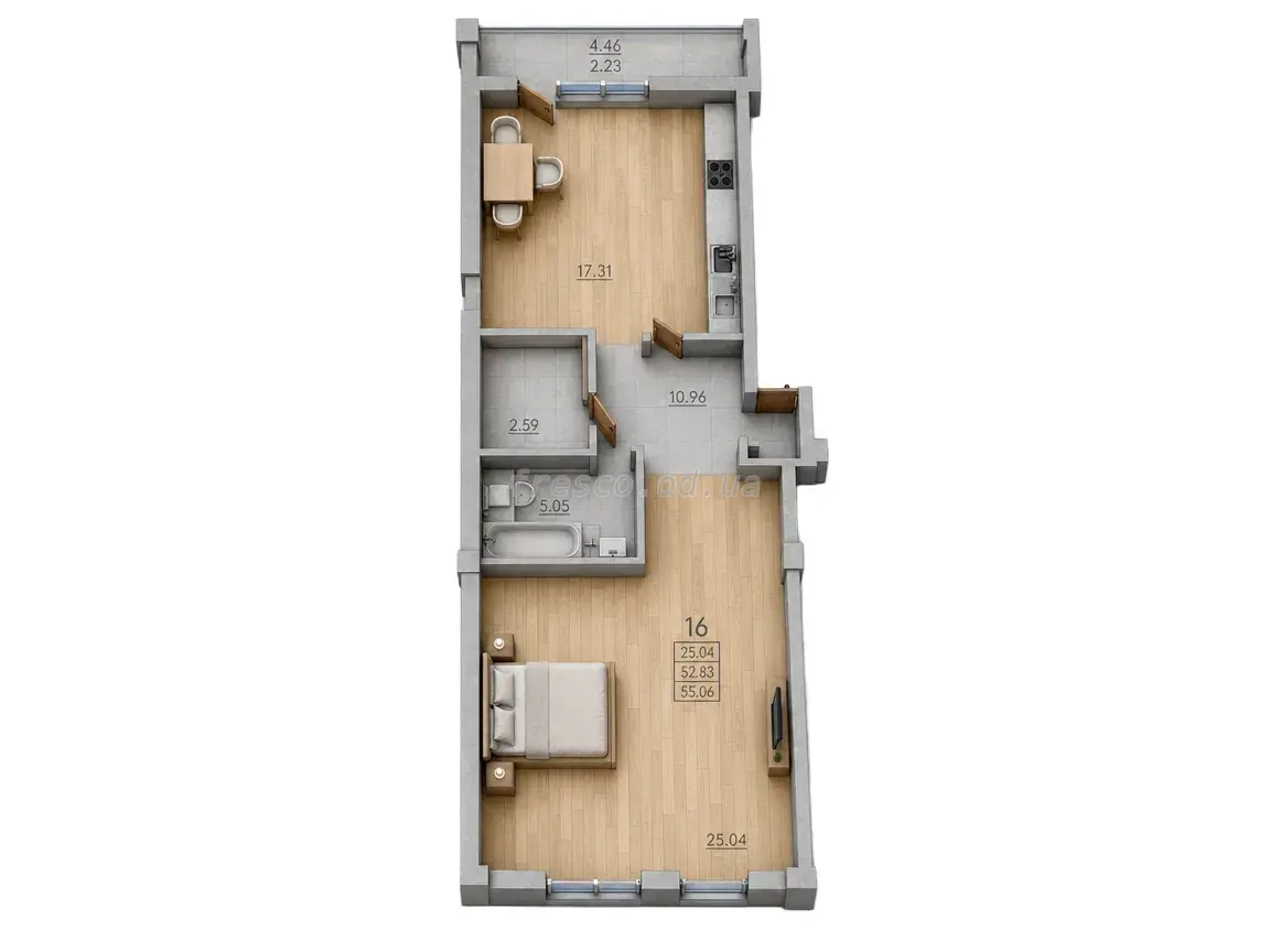 Однокомнатная квартира · 65.06 м² · ЖК Дом Потоцкого