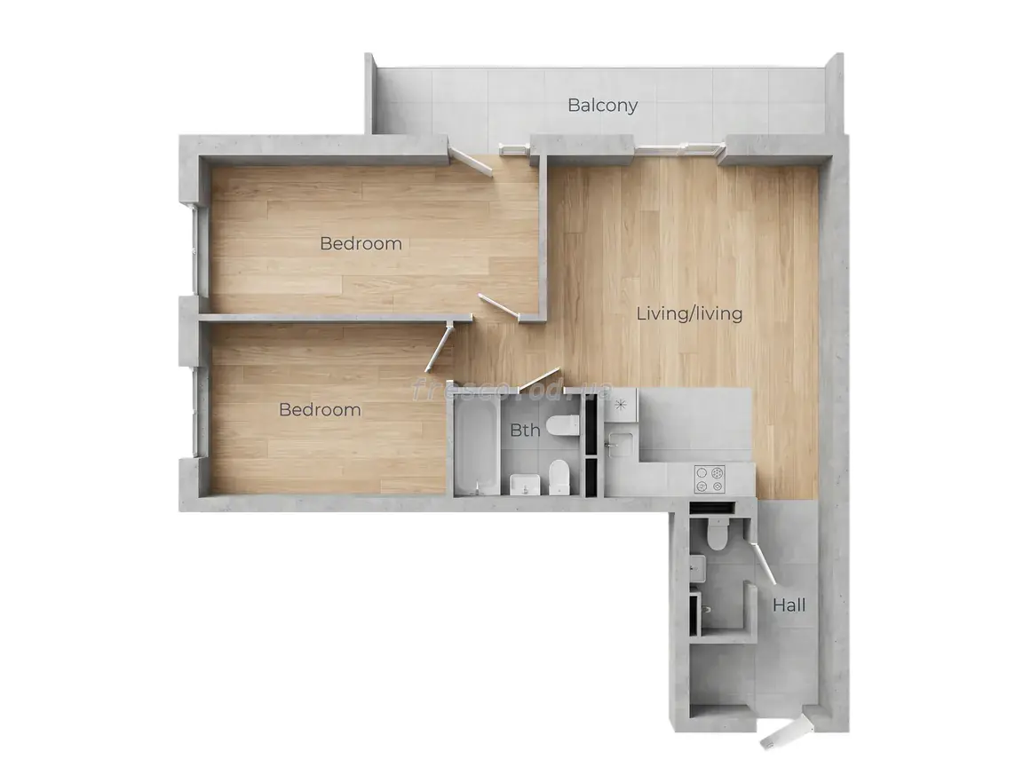 Двухкомнатная квартира · 67.0 м² · ЖК ЭЛЛАДА
