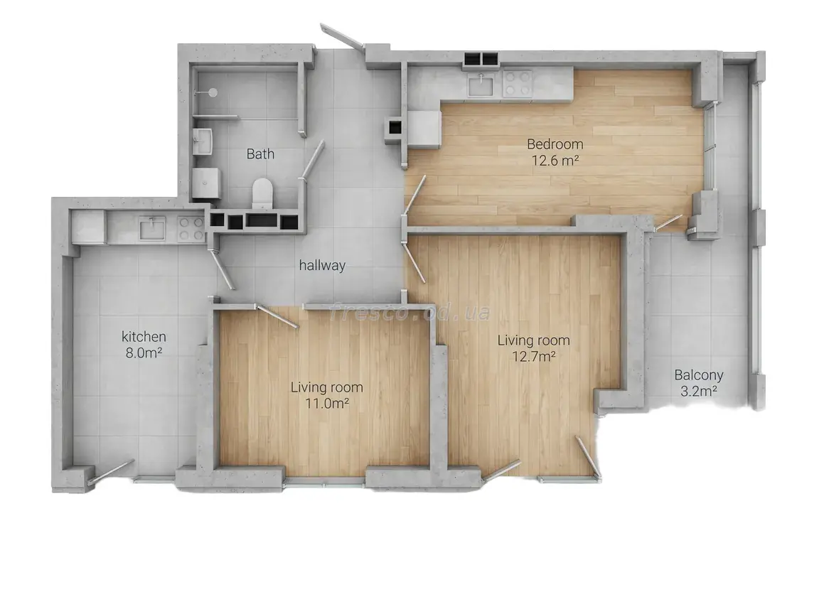 Трёхкомнатная квартира · 70.6 м² · ЖК Голден Сити