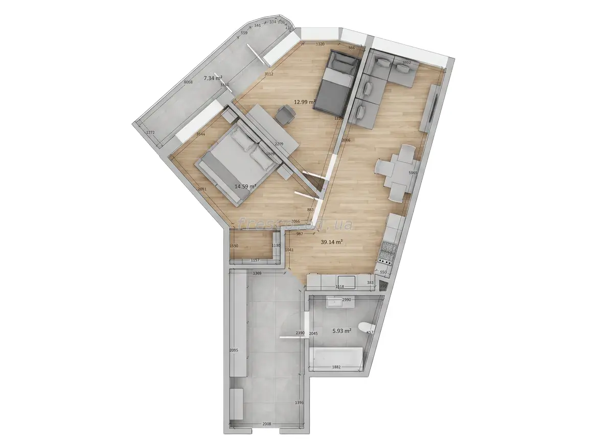 Двухкомнатная · 78.9 м² · ЖК Kandinsky