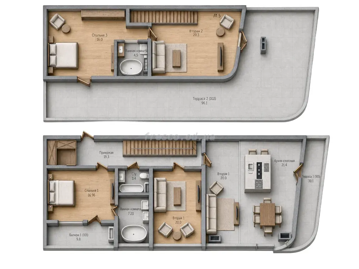 Четырёхкомнатные апартаменты · 193.5 м² · ЖК Kandinsky