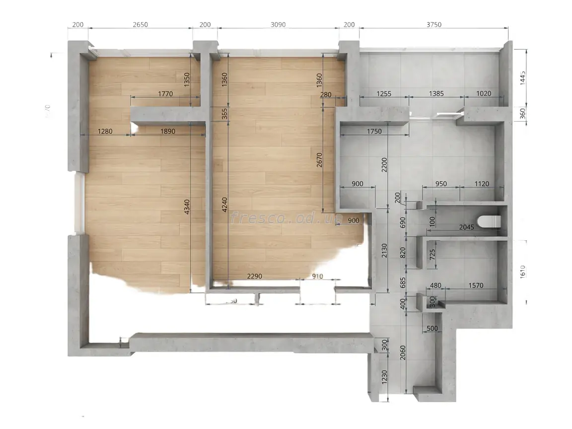 Двухкомнатная квартира · 75.5 м² · ЖК Клубный 7