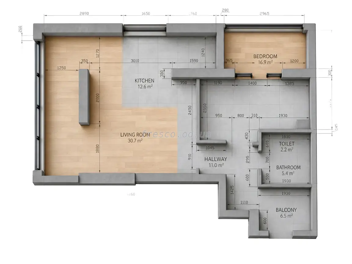 Однокомнатная квартира · 53.4 м² · ЖК Клубный 7