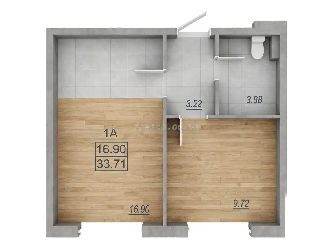 Однокомнатная квартира · 33.7 м² · ЖК Меридиан (MERIDIAN)