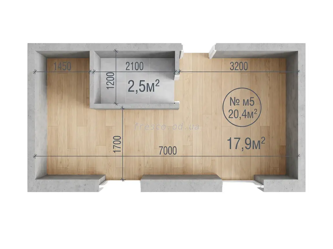 Однокомнатная квартира · 20.4 м² · ЖК на Строительном