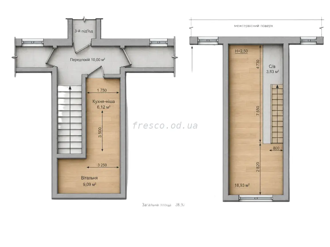 Однокомнатная квартира · 28.9 м² · ЖК на Строительном