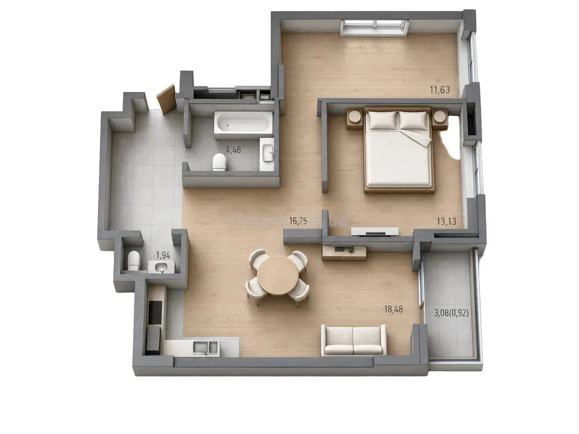 Двухкомнатная квартира · 67.32 м² · ЖК Сады ривьеры