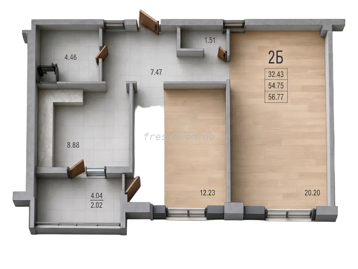 Двухкомнатная · 57.6 м² · ЖК Розенталь (RosenTal )