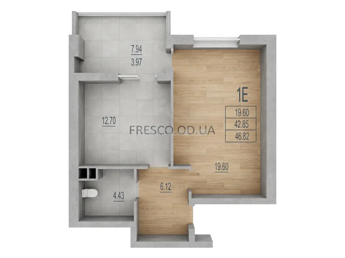 Однокомнатная · 46.82 м² · ЖК Розенталь (RosenTal )