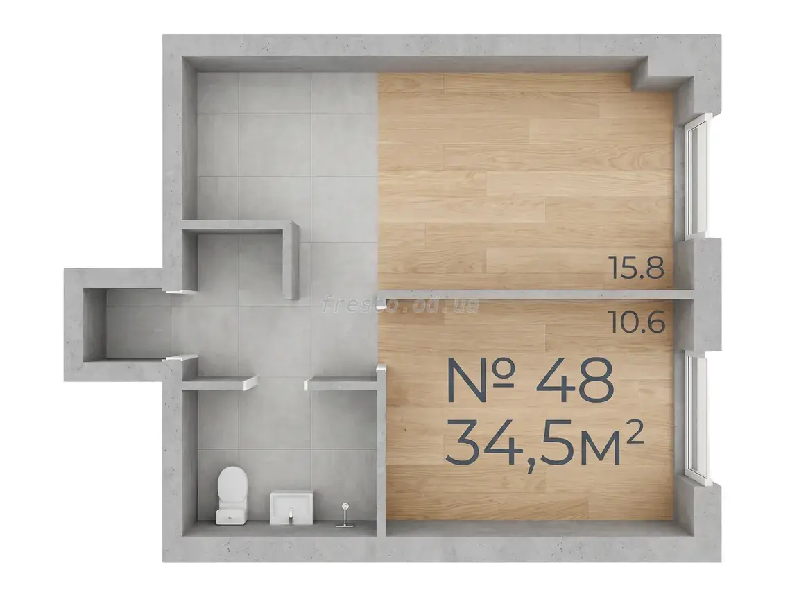 Однокомнатная квартира · 34.6 м² · ЖК Рю МЕНАР (Rue Menars)