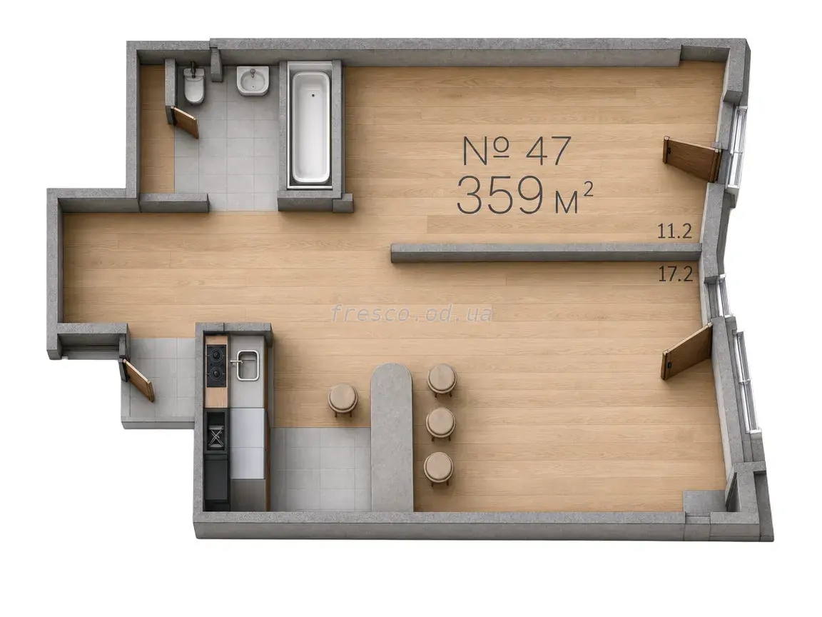 Однокомнатная квартира · 36.1 м² · ЖК Рю МЕНАР (Rue Menars)