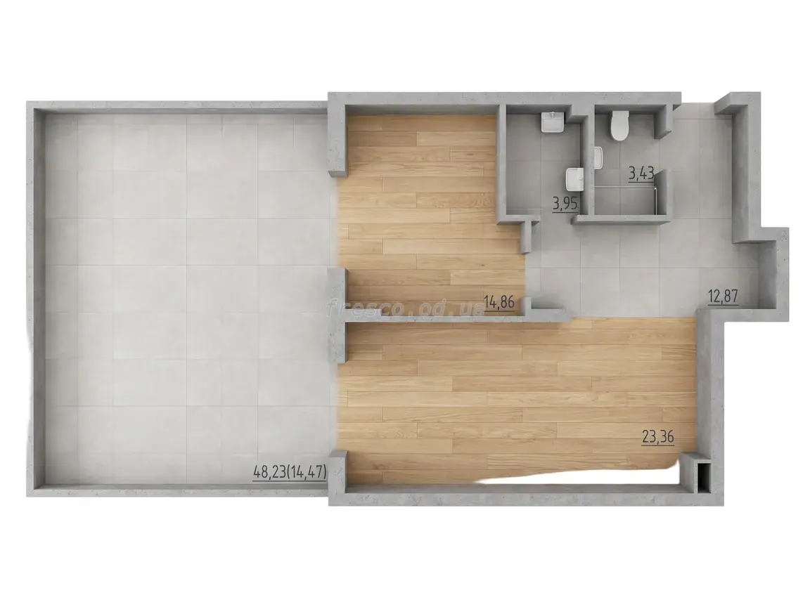 Однокомнатная квартира · 72.94 м² · ЖК Сады ривьеры