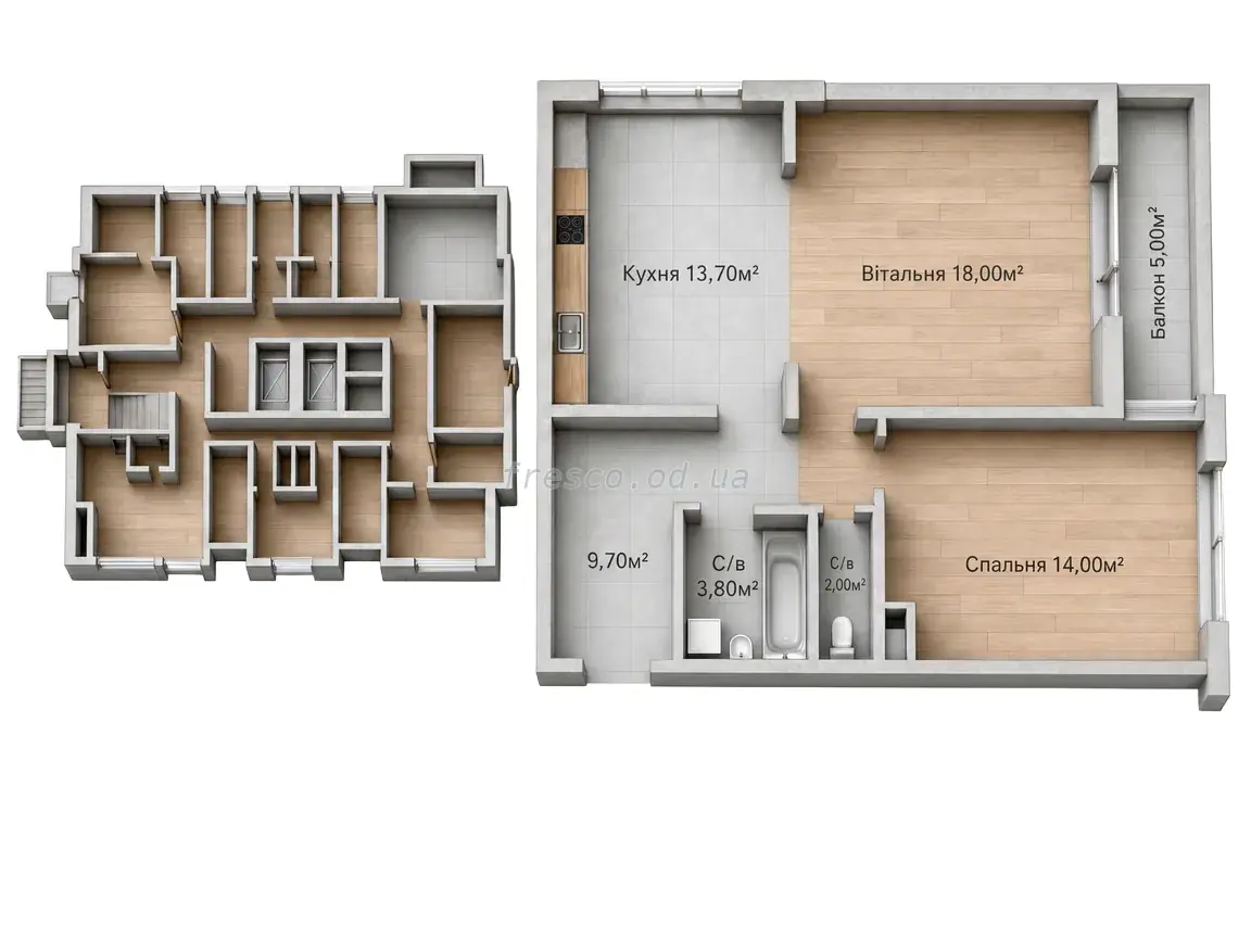 Двухкомнатная квартира · 62.7 м² · ЖК Sky City
