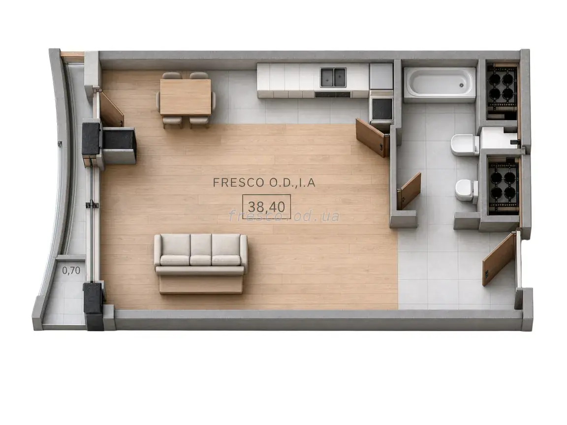 Студия · 39.1 м² · ЖК UNITY TOWERS (ЮНИТИ ТАУЭРС)