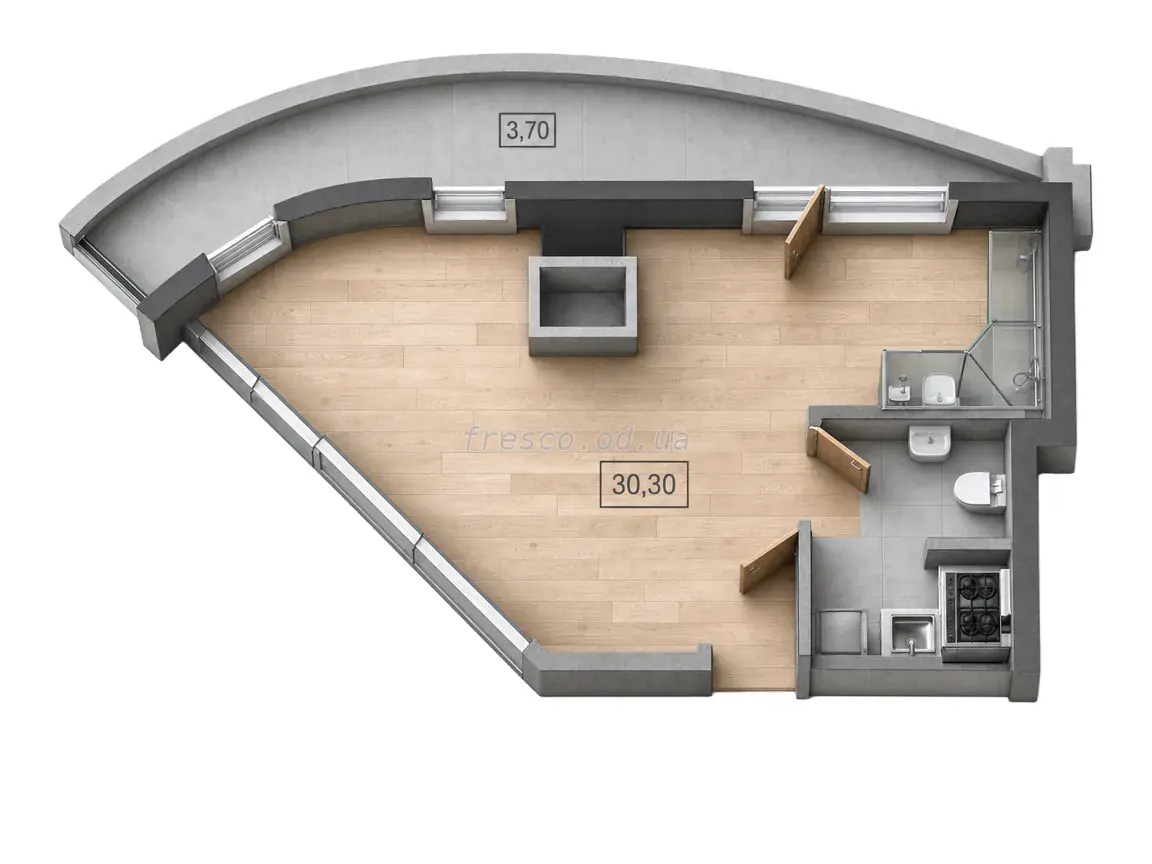 Студия · 36.43 м² · ЖК UNITY TOWERS (ЮНИТИ ТАУЭРС)