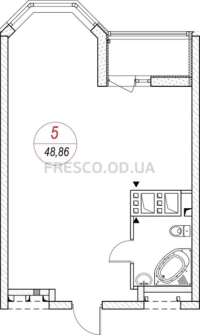 Однокомнатная квартира · 50.0 м² · ЖК Удобный