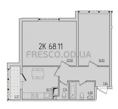 Двухкомнатная квартира · 67.6 м² · ЖК 47 Жемчужина