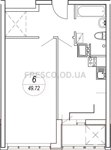 Однокомнатная квартира · 50.03 м² · ЖК Удобный