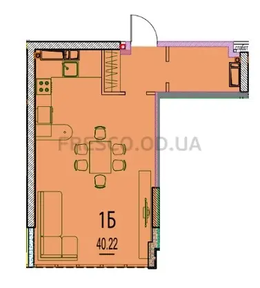 Однокомнатная квартира · 40.22 м² · ЖК Дерби