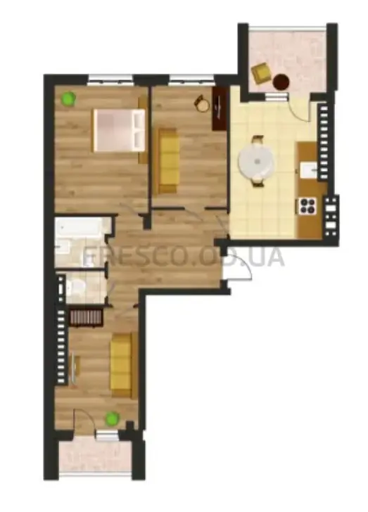 Трёхкомнатная квартира · 99.56 м² · ЖК Золотая Эра