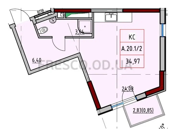 Апартамент-студия · 35.5 м² · ITown (АйТаун)