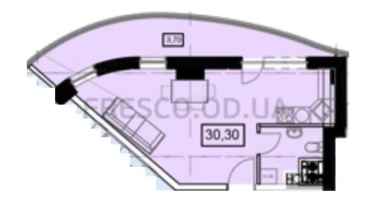 Студия · 36.43 м² · ЖК UNITY TOWERS (ЮНИТИ ТАУЭРС)