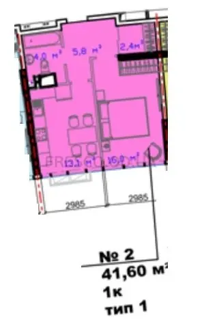 Однокомнатная квартира · 41.6 м² · ЖК Авторский район