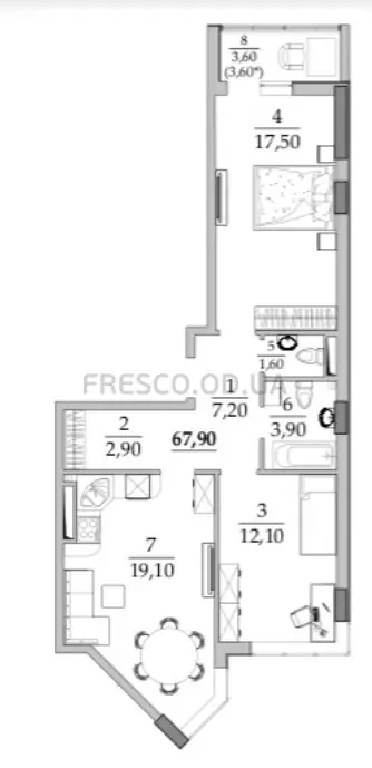 Двухкомнатная квартира · 67.1 м² · ЖК Таировские сады