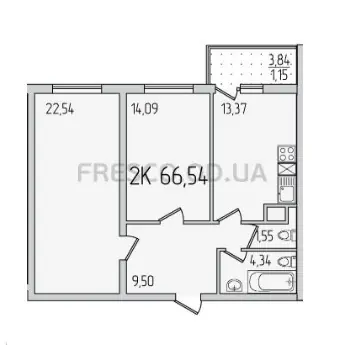 Двухкомнатная квартира · 66.1 м² · ЖК 59 Жемчужина