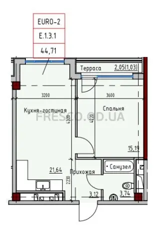 Однокомнатные апартаменты · 45.0 м² · ITown (АйТаун)