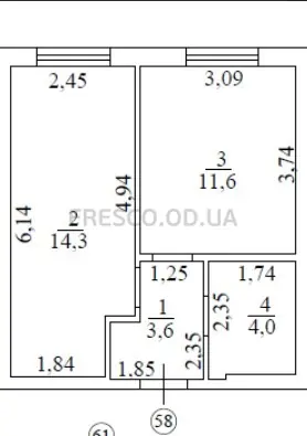 Однокомнатная квартира · 33.5 м² · ЖК Акварель-7