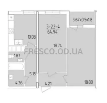 Двухкомнатная квартира · 64.3 м² · ЖК 60 Жемчужина