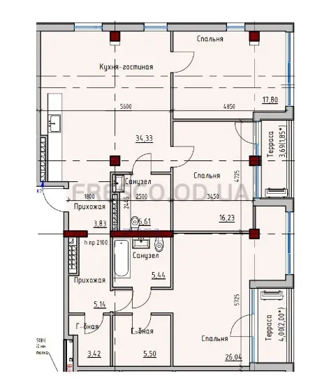 Трёхкомнатные апартаменты · 130.0 м² · ITown (АйТаун)
