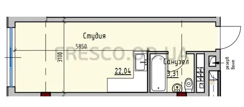 Апартамент-студия · 22.1 м² · ITown (АйТаун)